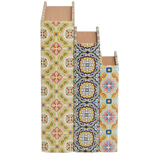 Arabesque Pattern Canvas Storage Book Box Set